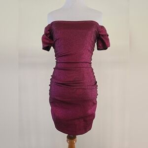 Milly Tessa Off-The-Shoulder Ruched Metallic Cocktail Dress